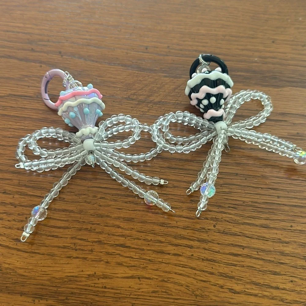 Beaded charm keychain
